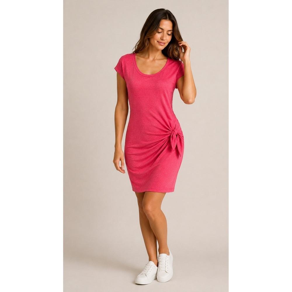 Sundry Side Knot T Shirt Dress Women Large Pink Ruched Mini Athleisure Preppy